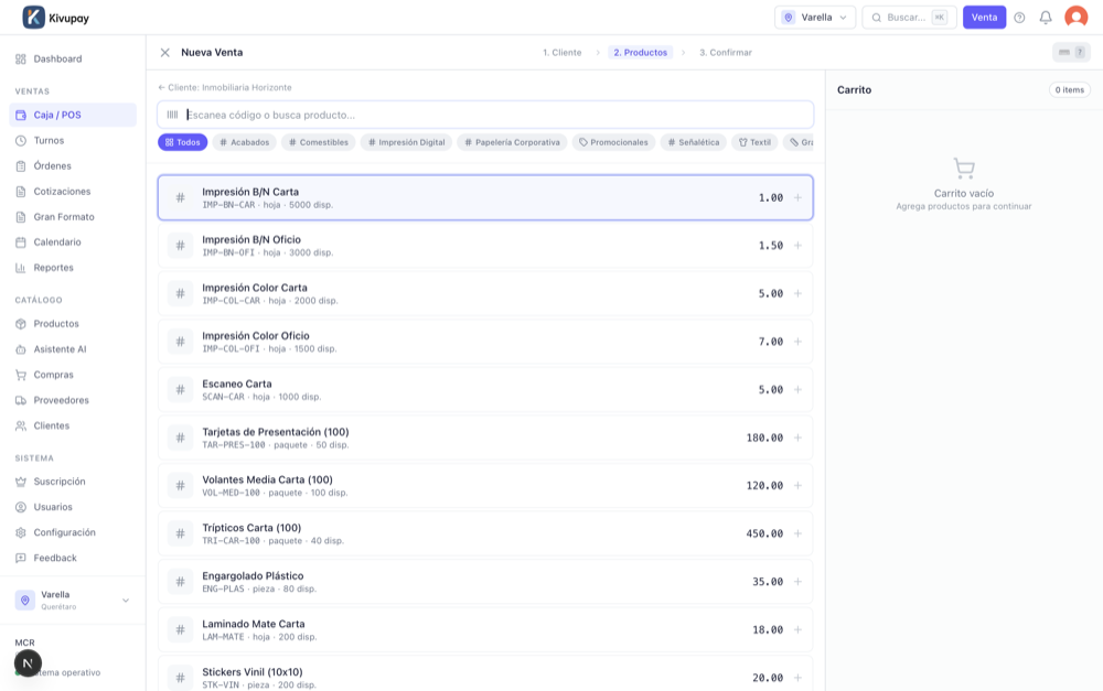 Pedidos en tiempo real